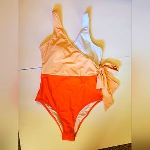 Cupshee Women's One Piece Wrap Color Block Tie Side Swimsuit Size M Oran…